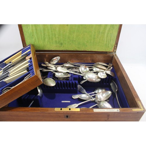 542 - Antique Mappin & Webb Cutlery Sets w/ Large Wooden Canteen Silver Plate 11342g 2235739