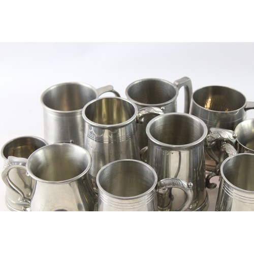 545 - Vintage Pewter & Silver Plate Cups Goblets Hammer Textured Joblot 5460g 2306432