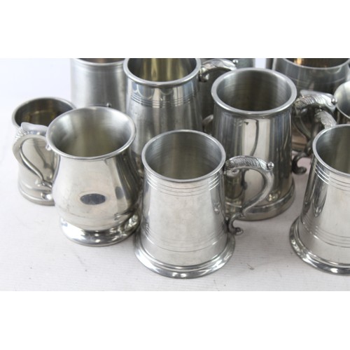 545 - Vintage Pewter & Silver Plate Cups Goblets Hammer Textured Joblot 5460g 2306432