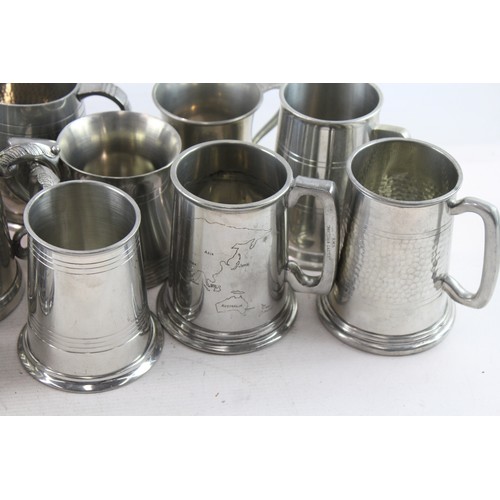 545 - Vintage Pewter & Silver Plate Cups Goblets Hammer Textured Joblot 5460g 2306432