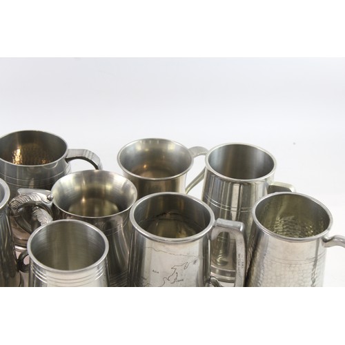 545 - Vintage Pewter & Silver Plate Cups Goblets Hammer Textured Joblot 5460g 2306432