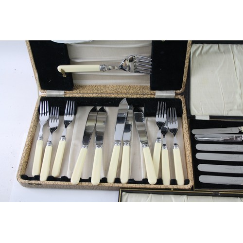 548 - Vintage Silver Plate Cutlery Sets Inc Serving, Fish Dining Set, Etc x 4 3079g 2306487