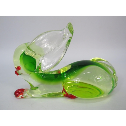 210 - Murano Uranium glass rabbit or deer by Ferro & Lazzarini, 4