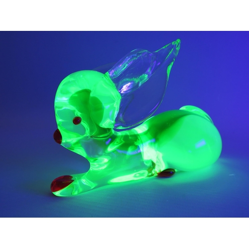 210 - Murano Uranium glass rabbit or deer by Ferro & Lazzarini, 4