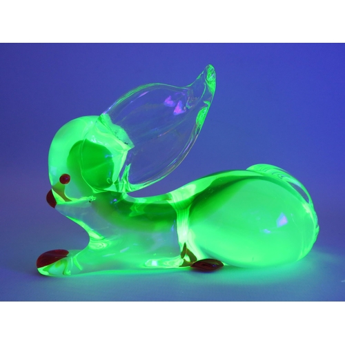 210 - Murano Uranium glass rabbit or deer by Ferro & Lazzarini, 4