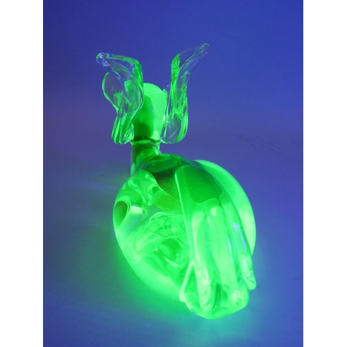 210 - Murano Uranium glass rabbit or deer by Ferro & Lazzarini, 4