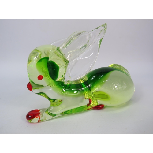 210 - Murano Uranium glass rabbit or deer by Ferro & Lazzarini, 4