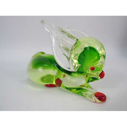 210 - Murano Uranium glass rabbit or deer by Ferro & Lazzarini, 4