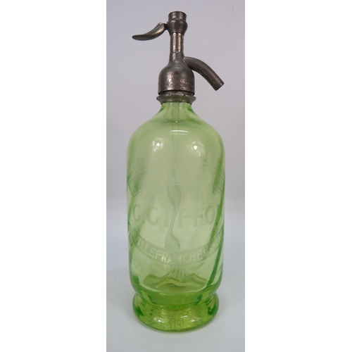 222 - French Uranium glass soda syphon G Giffon, 11 3/4