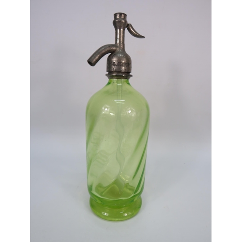 222 - French Uranium glass soda syphon G Giffon, 11 3/4