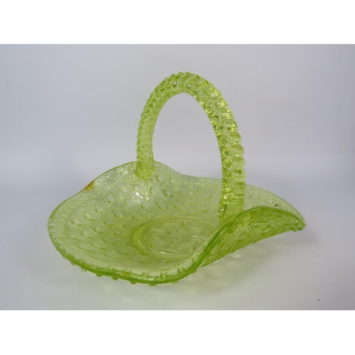 233 - Antique uranium vaseline glass basket, 8