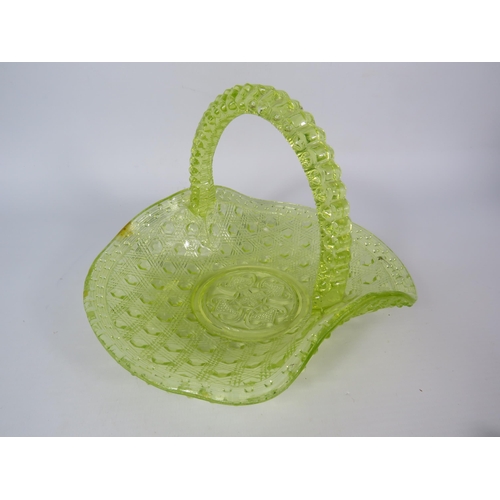 233 - Antique uranium vaseline glass basket, 8