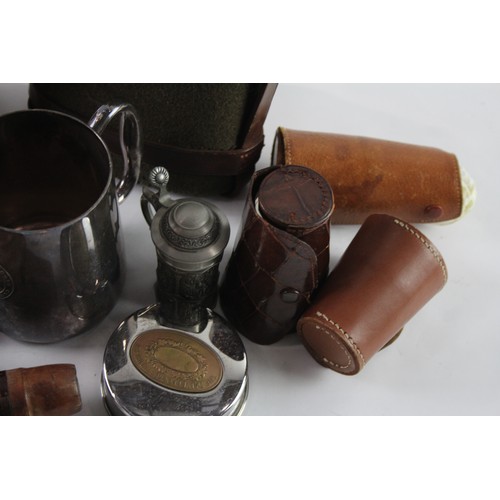 571 - Assorted Breweriana Inc Cocktail Shaker, Leather Bound Hip Flask, Etc Joblot 639570