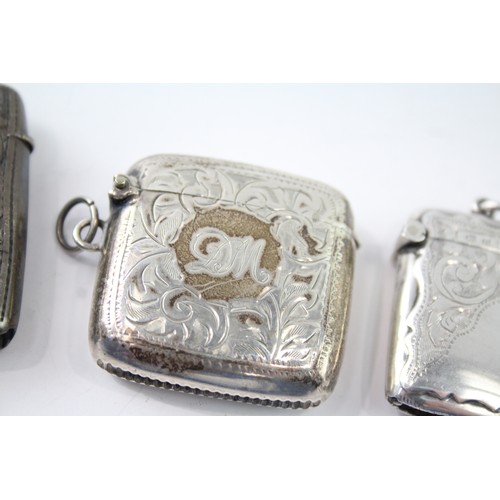 585 - 3 x Antique .925 Sterling Silver Vesta Cases Inc Edwardian 62g 2331486