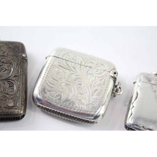 585 - 3 x Antique .925 Sterling Silver Vesta Cases Inc Edwardian 62g 2331486