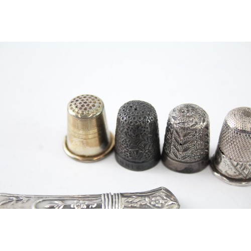 591 - 9 x Antique / Vintage .925 Sterling Silver Haberdashery Inc Thimbles 44g 2331444