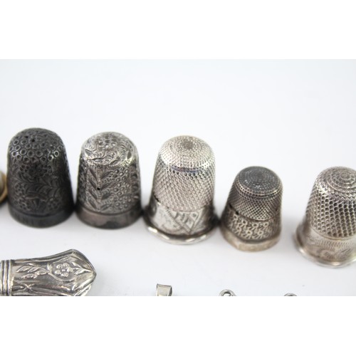 591 - 9 x Antique / Vintage .925 Sterling Silver Haberdashery Inc Thimbles 44g 2331444