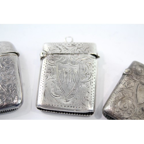 604 - 3 x Antique .925 Sterling Silver Vesta Cases Inc Victorian 46g 2331469