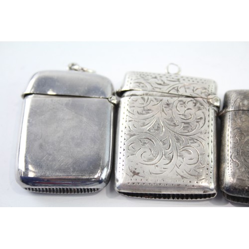 604 - 3 x Antique .925 Sterling Silver Vesta Cases Inc Victorian 46g 2331469