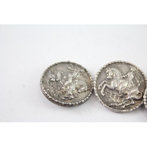 608 - 4 x Antique Victorian Hallmarked .925 Sterling Silver Figural Buttons 15g 2331462