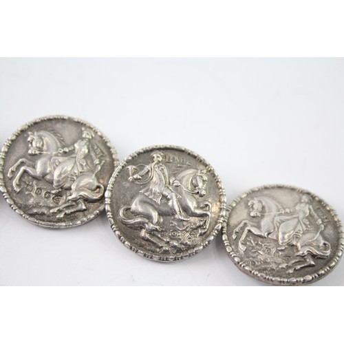 608 - 4 x Antique Victorian Hallmarked .925 Sterling Silver Figural Buttons 15g 2331462