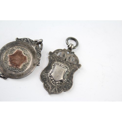 610 - 4 x Antique / Vintage Hallmarked .925 Sterling Silver Fobs / Medallions 39g 2331353