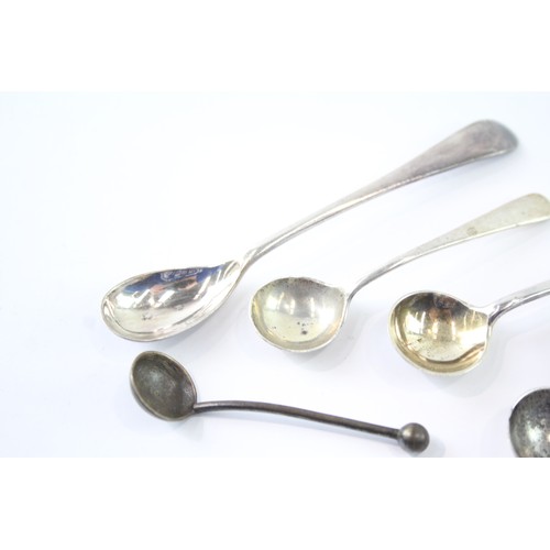 618 - 9 x Antique / Vintage .925 Sterling Silver Condiment Spoons Inc Georgian Etc 55g 2331445