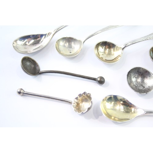 618 - 9 x Antique / Vintage .925 Sterling Silver Condiment Spoons Inc Georgian Etc 55g 2331445