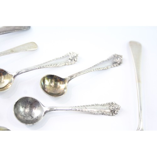 618 - 9 x Antique / Vintage .925 Sterling Silver Condiment Spoons Inc Georgian Etc 55g 2331445