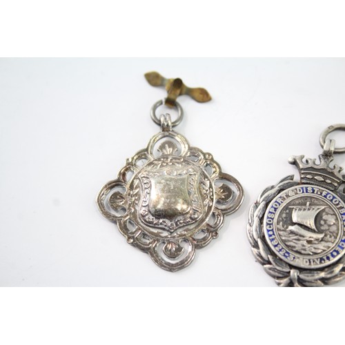 619 - 4 x Antique / Vintage Hallmarked .925 Sterling Silver Fobs / Medallions 40g 2331354