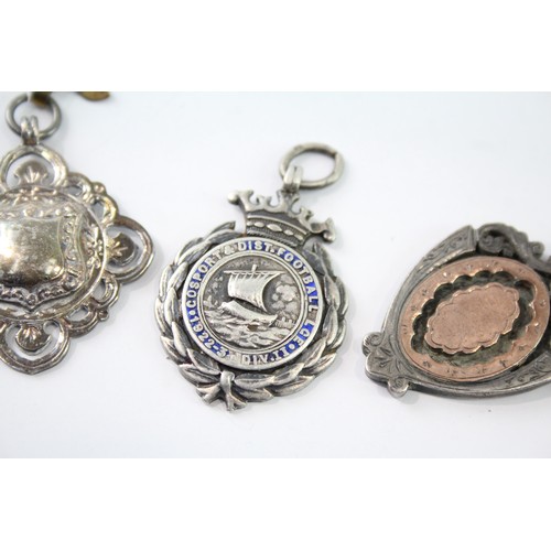 619 - 4 x Antique / Vintage Hallmarked .925 Sterling Silver Fobs / Medallions 40g 2331354