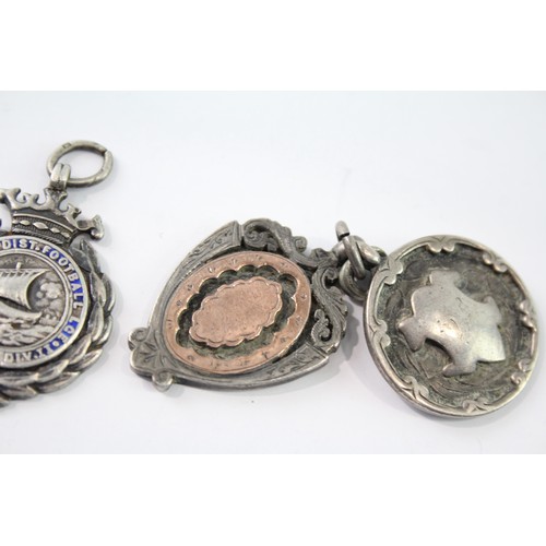 619 - 4 x Antique / Vintage Hallmarked .925 Sterling Silver Fobs / Medallions 40g 2331354