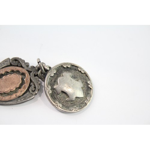 619 - 4 x Antique / Vintage Hallmarked .925 Sterling Silver Fobs / Medallions 40g 2331354