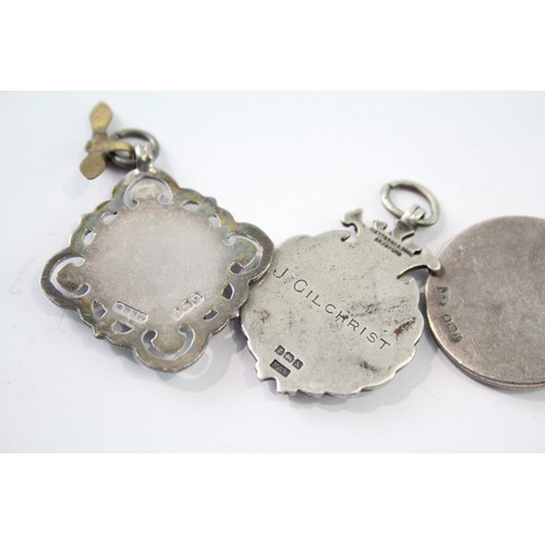 619 - 4 x Antique / Vintage Hallmarked .925 Sterling Silver Fobs / Medallions 40g 2331354