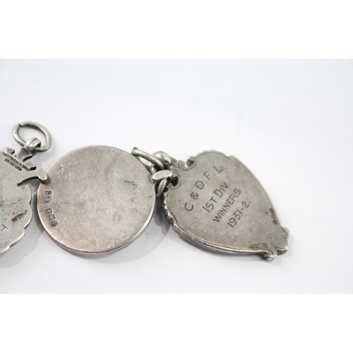 619 - 4 x Antique / Vintage Hallmarked .925 Sterling Silver Fobs / Medallions 40g 2331354