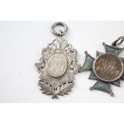 620 - 4 x Antique / Vintage Hallmarked .925 Sterling Silver Fobs / Medallions 40g 2331352