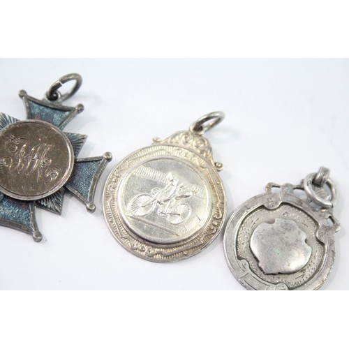 620 - 4 x Antique / Vintage Hallmarked .925 Sterling Silver Fobs / Medallions 40g 2331352