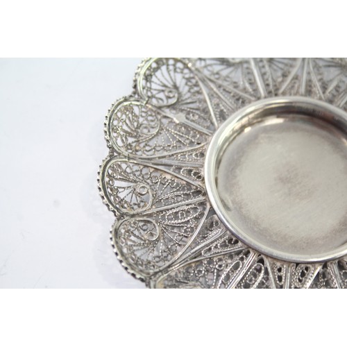 623 - Antique  / Vintage .800 Silver Filigree Pin / Trinket Dish (39g) 2331356