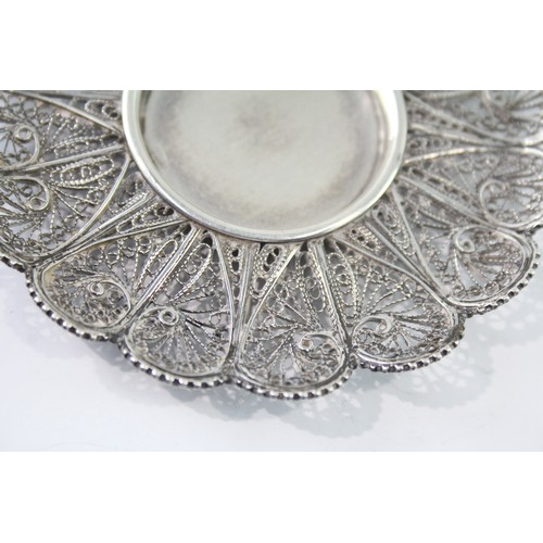 623 - Antique  / Vintage .800 Silver Filigree Pin / Trinket Dish (39g) 2331356