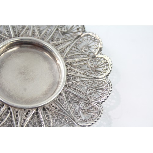 623 - Antique  / Vintage .800 Silver Filigree Pin / Trinket Dish (39g) 2331356