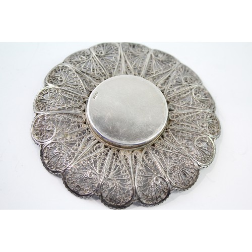 623 - Antique  / Vintage .800 Silver Filigree Pin / Trinket Dish (39g) 2331356