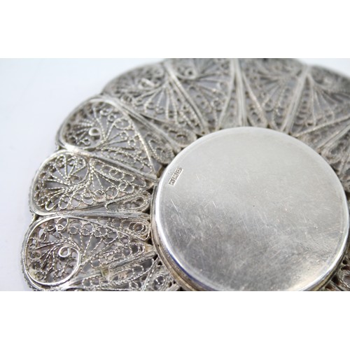 623 - Antique  / Vintage .800 Silver Filigree Pin / Trinket Dish (39g) 2331356