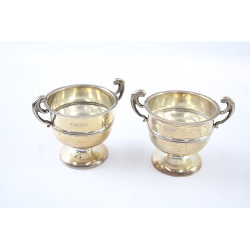 624 - Pair of Antique Edwardian .925 Sterling Silver Twin Handled Dishes Trophies 59g 2331452