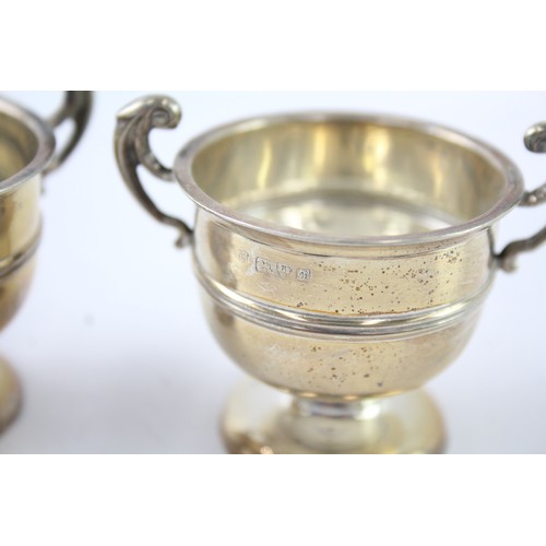 624 - Pair of Antique Edwardian .925 Sterling Silver Twin Handled Dishes Trophies 59g 2331452