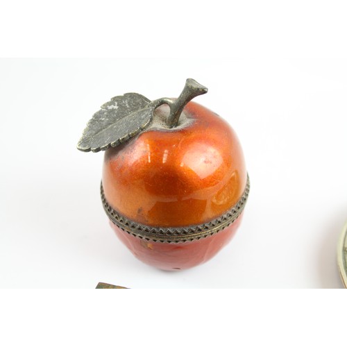 635 - Vintage Collectables Inc Evans Apple Table Lighter, Silver Plate Trinket Dish 575703