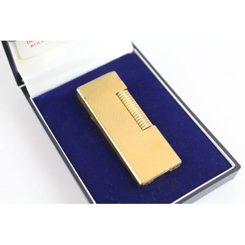 637 - Dunhill Rollagas Pocket Lighter w/ Gold Tone Wheatsheaf Finish 441568