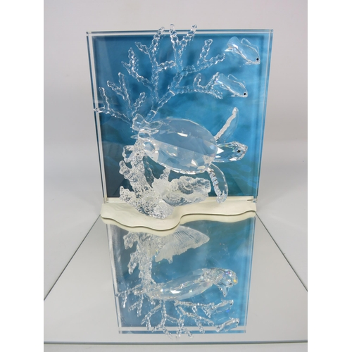 235 - Swarovski crystal  Wonders of the Sea - Eternity Turtle plaque with stand, box and cert. No 726028