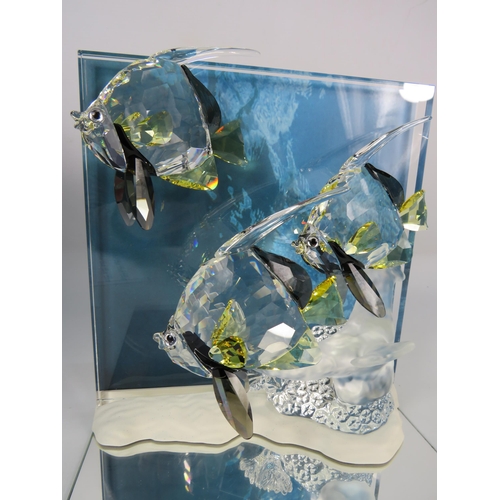 236 - Swarovski crystal Wonders of the Sea - Community Angel fish plaque with stand, box and cert. No 8546... 