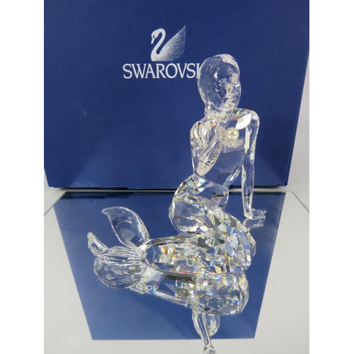 239 - Swarovski crystal Fables and Tales Mermaid figurine with a pearl in her hand, with box etc. No 82760... 