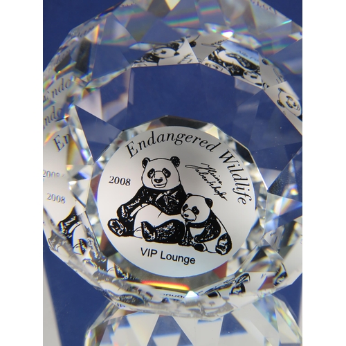 291 - Swarovski crystal 2008 VIP Lounge Panda paperweight with box. No 968348